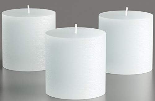 Set of 3 White Pillar Candles 3" x 3" Unscented Rustic for Weddings, Home Decoration, Restaurant,... | Amazon (US)