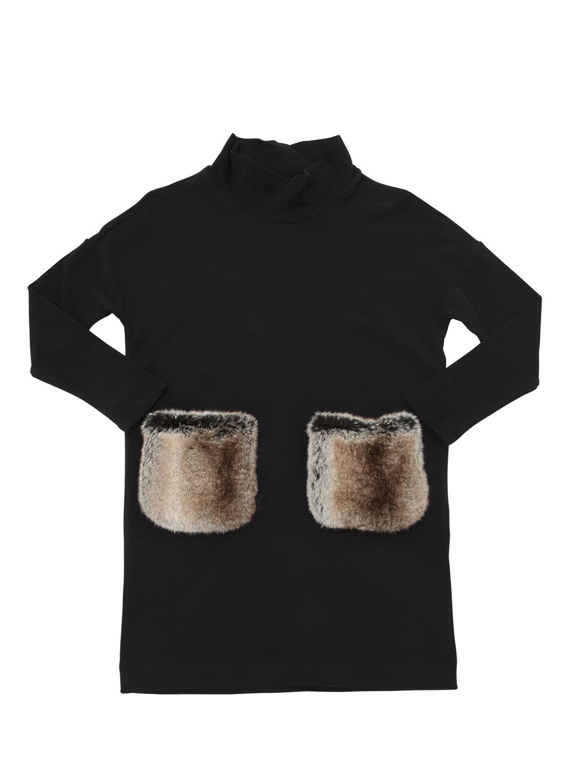 COTTON DRESS W/ FAUX FUR POCKETS | Luisaviaroma