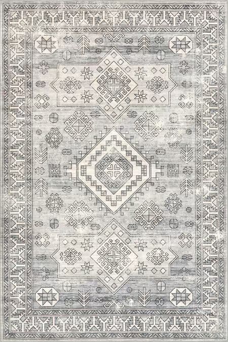 Rain Haven Faded Geometric Washable Gray Rug | Rugs USA