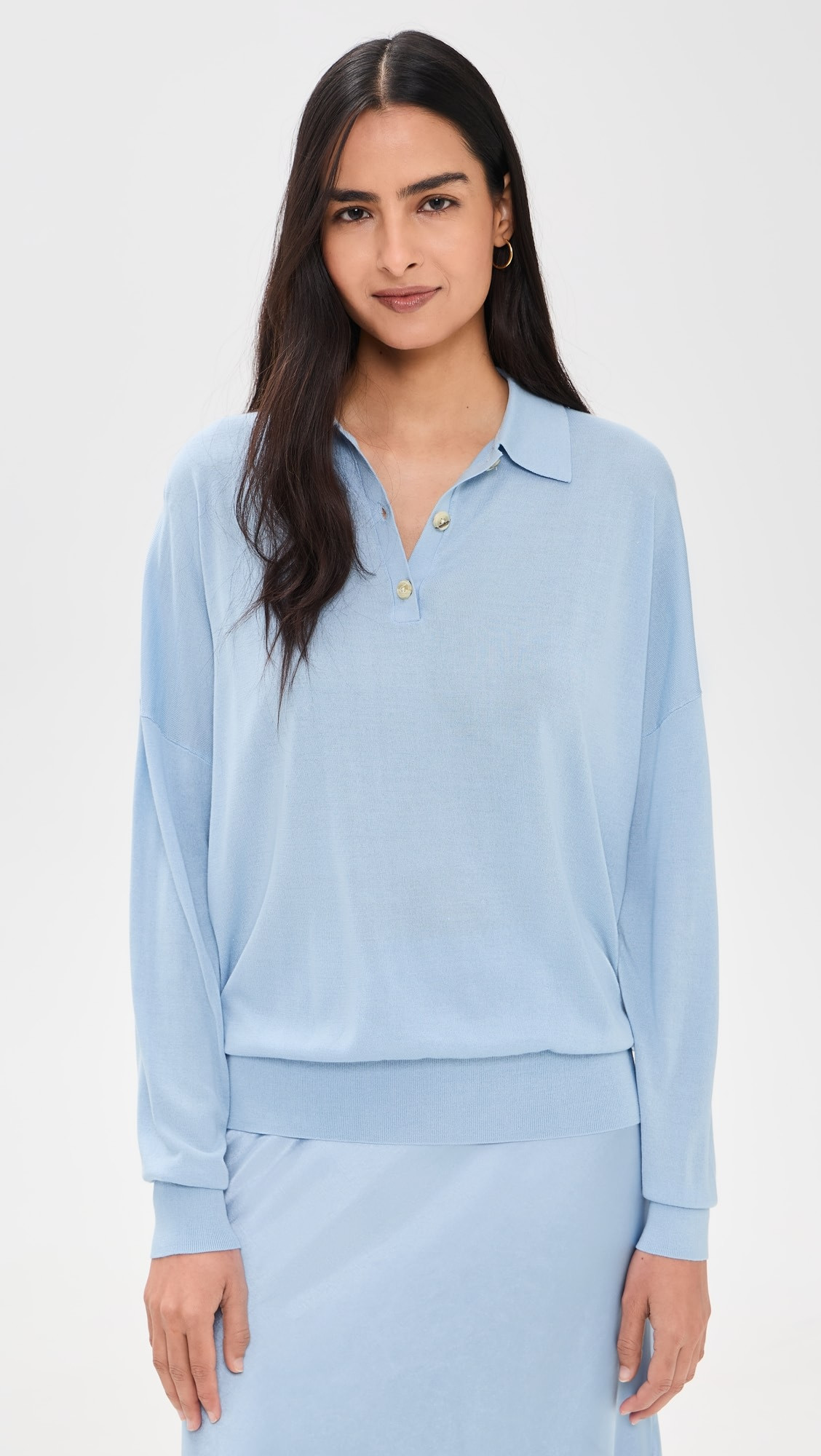 Silk Cashmere Boxy Long Sleeve Polo | Shopbop