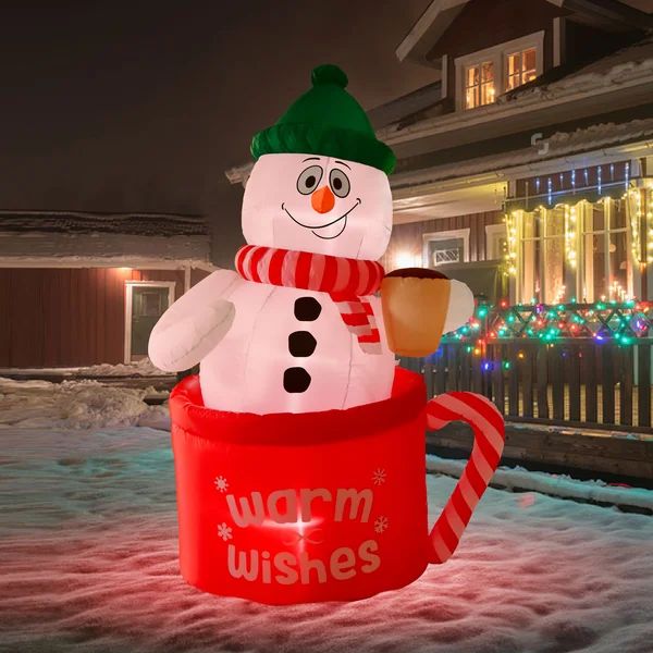 Nifti Snowman in Frosty Mug Inflatable | Wayfair North America