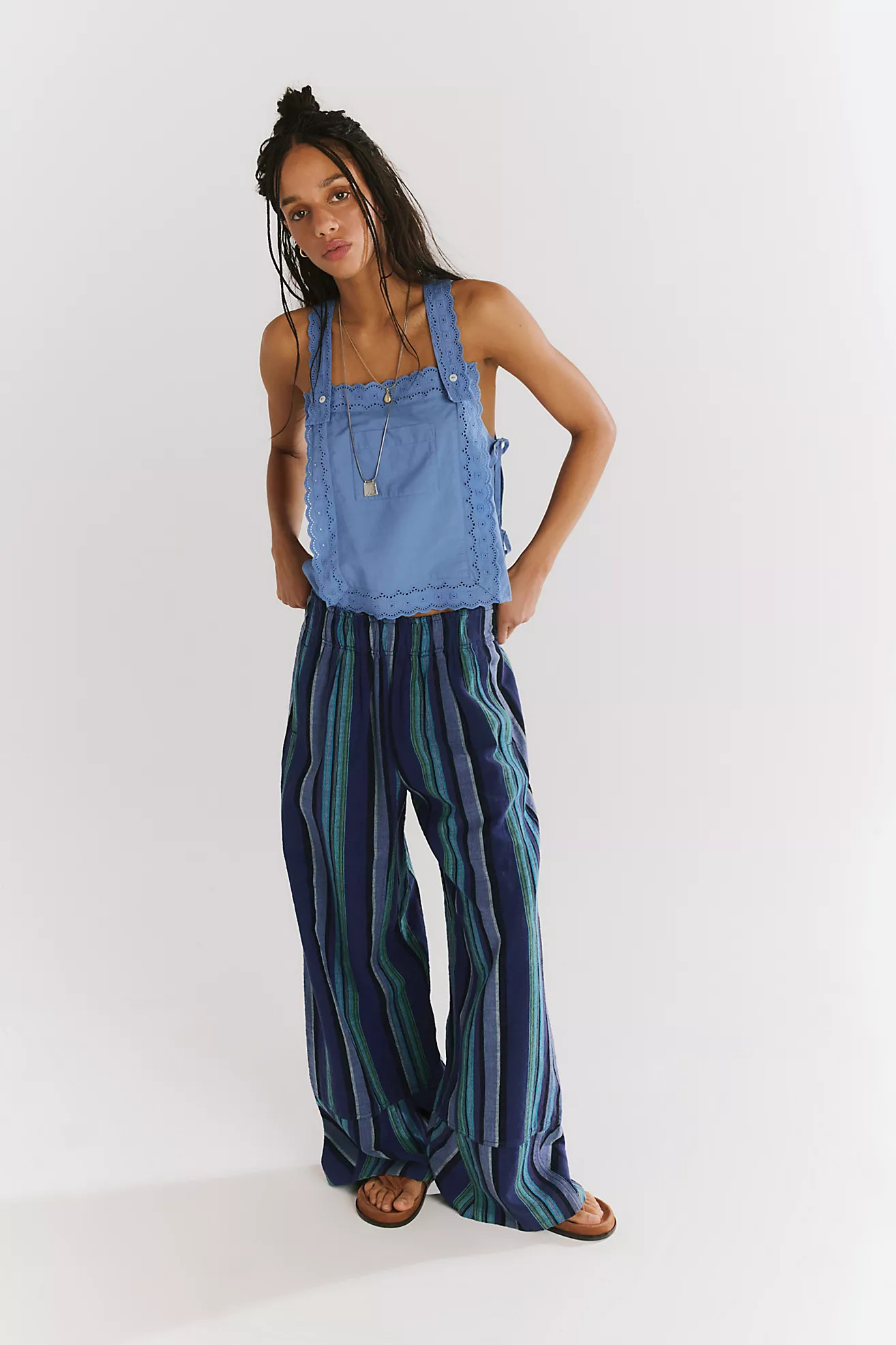 Day's End Linen Striped Pull-On Pants | Free People (Global - UK&FR Excluded)