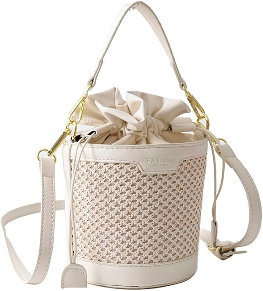 Orgone Straw Bucket Bag, Summer Beach Handmade Tote Bag, Woven Rattan Raffia Wicker Basket Purse ... | Amazon (US)