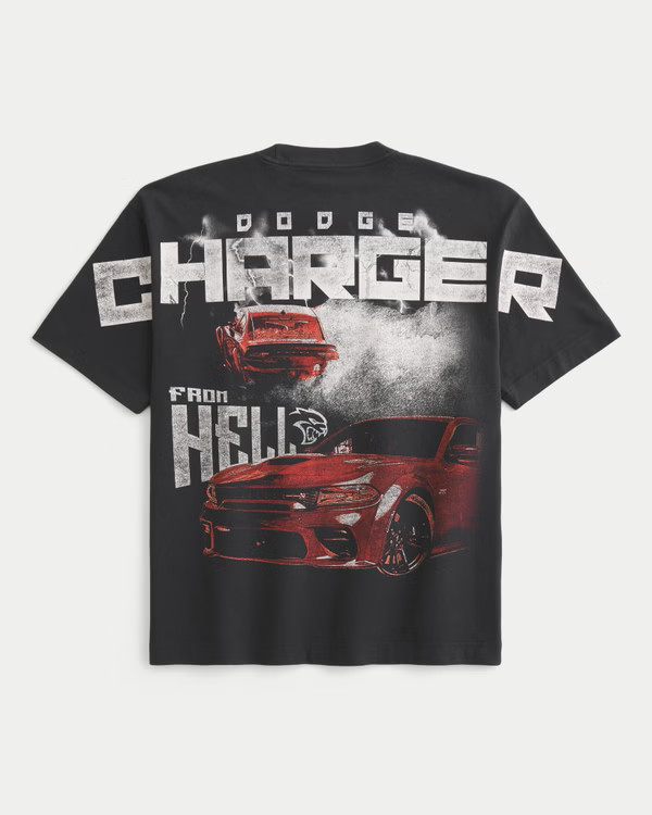 Men's Boxy Heavyweight Dodge Charger Hellcat Graphic Tee | Men's Graphics Shop | HollisterCo.com | Hollister (US)