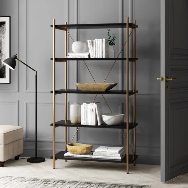 Carytown 72" H x 40" W Iron Etagere Bookcase | Wayfair North America