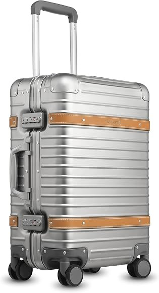 LUGGEX All Aluminum Carry On Luggage with USB Port - Hard Shell Zipperless Luggage with Wheels - ... | Amazon (US)