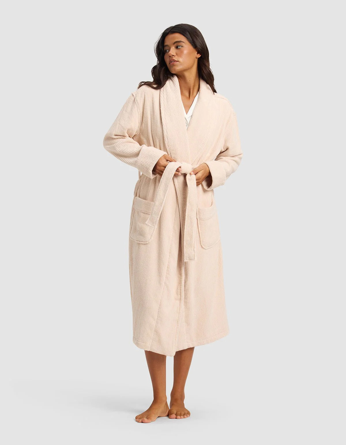 Ribbed Terry Bath Robe in Petal (Size: XL) - Cozy Earth | Cozy Earth
