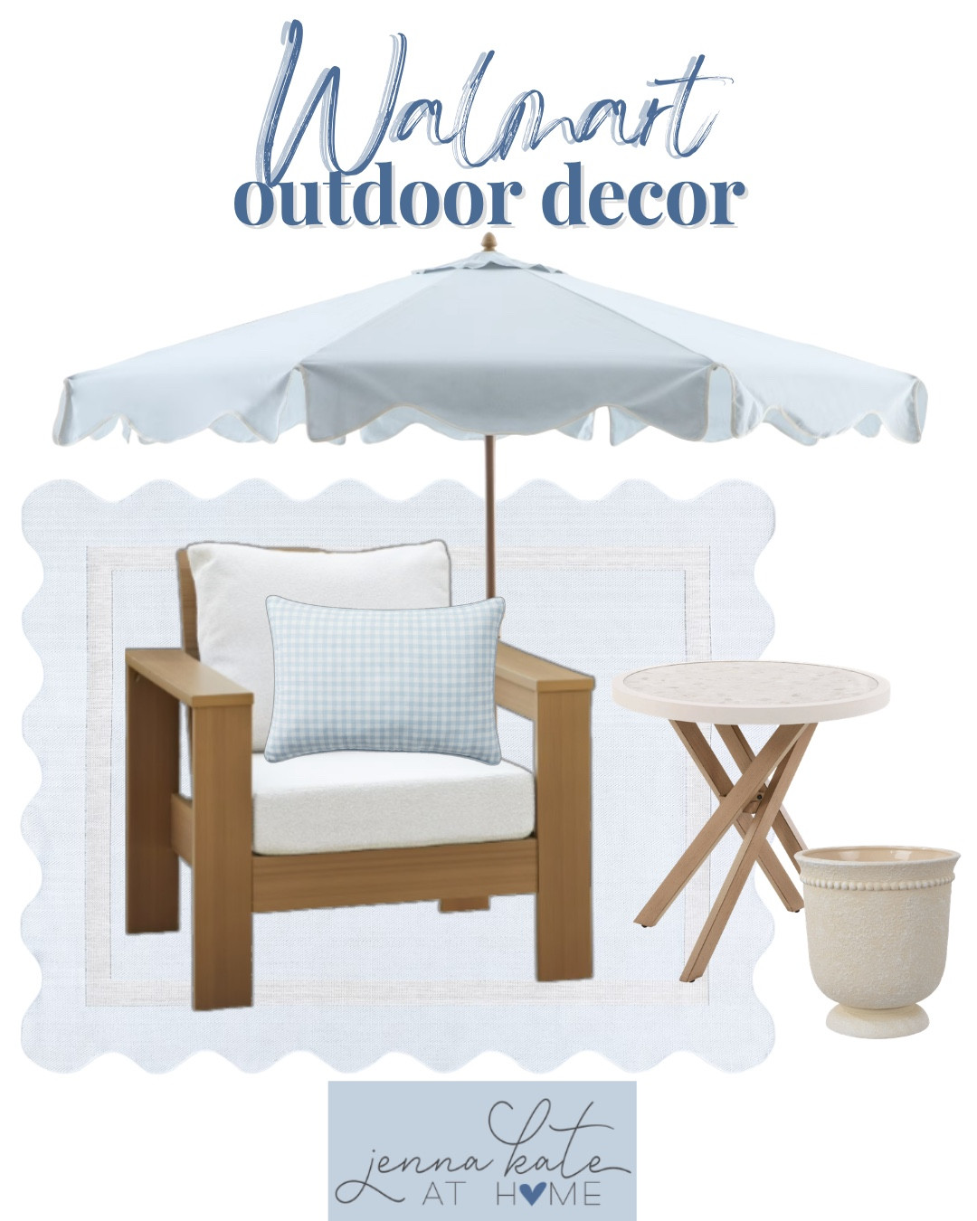 Walmart outdoor decor includes umbrella, outdoor chair, planter, side table, and outdoor rug.

Home decor, outdoor decor, backyard patio, coastal decor

#LTKSeasonal #LTKvlog #LTKHome