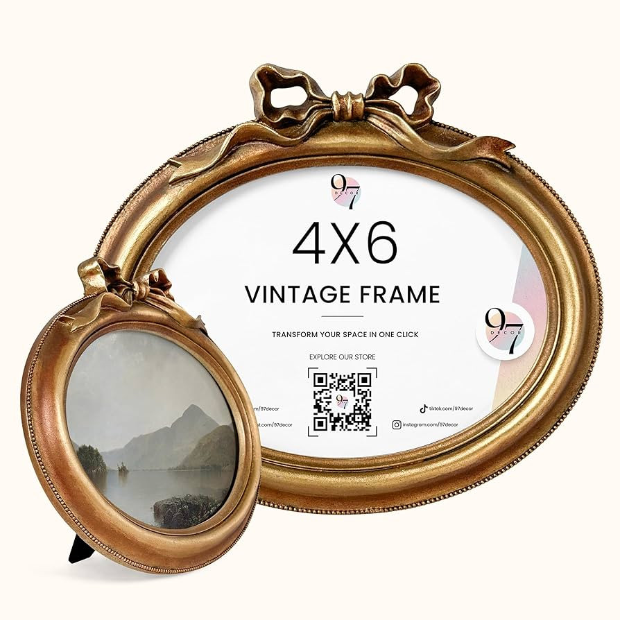 97 Decor Small Gold Oval Frame 4x6 - Vintage Picture Frames 4x6, Horizontal Antique Ornate Frame ... | Amazon (US)
