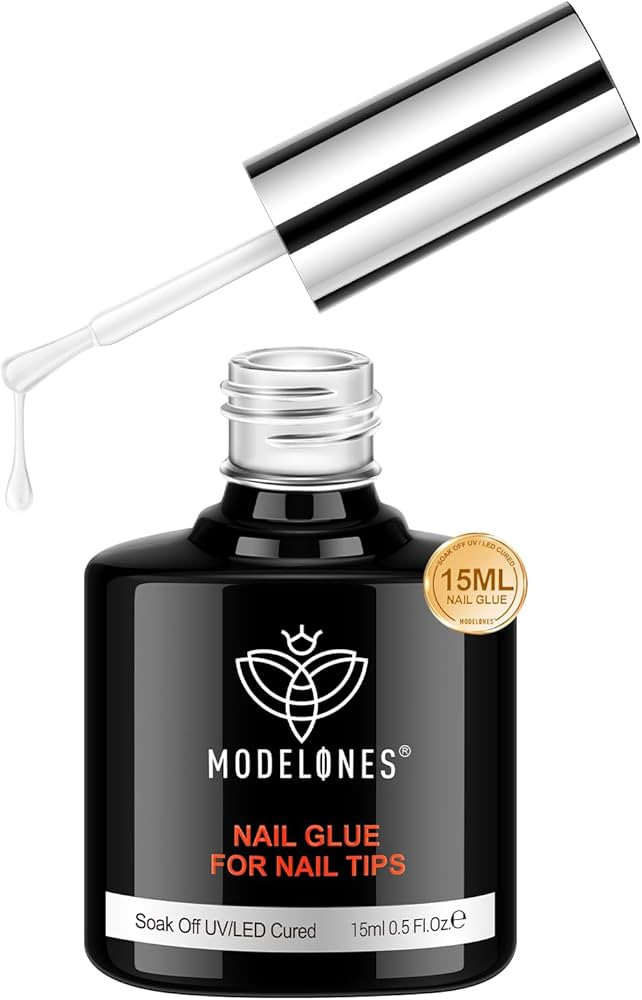Modelones 10 in One Nail Glue Gel Base Coat Brush On Nail Polish Glue 15ml for Tips, Rhinestones,... | Amazon (US)