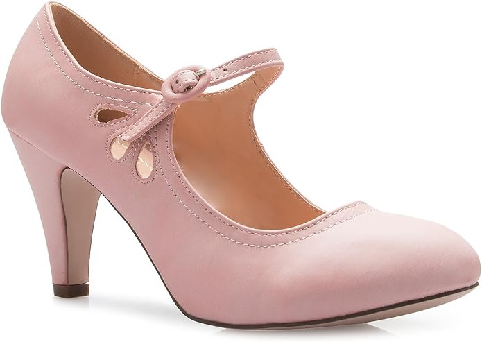 Olivia K Women's Kitten Heels Mary Jane Pumps - Adorable Vintage Shoes- Unique Round Toe Design w... | Amazon (US)