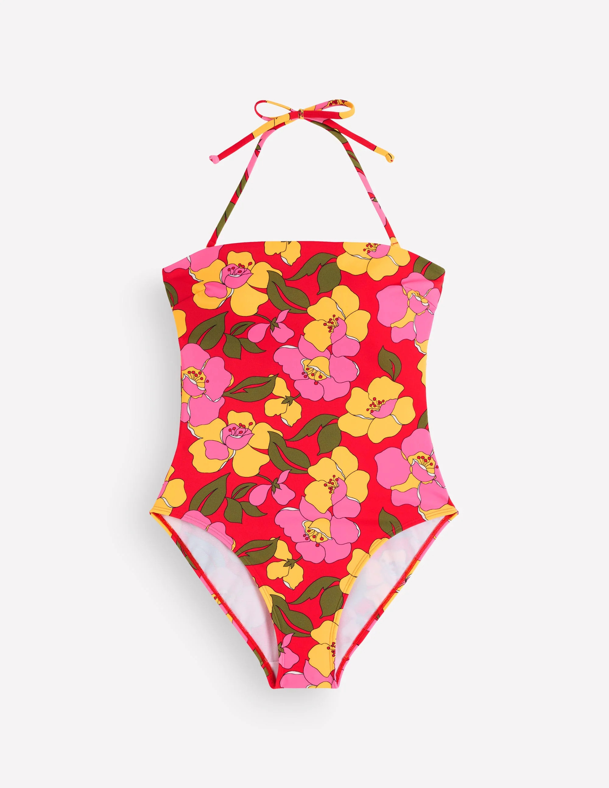 Paros Bandeau Swimsuit-Red, Radiant Bloom | Boden (US)