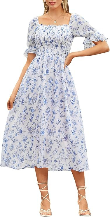 Scarlet Darkness 2026 Summer Floral Dress for Women Cottagecore Smocked Midi Dresses | Amazon (US)