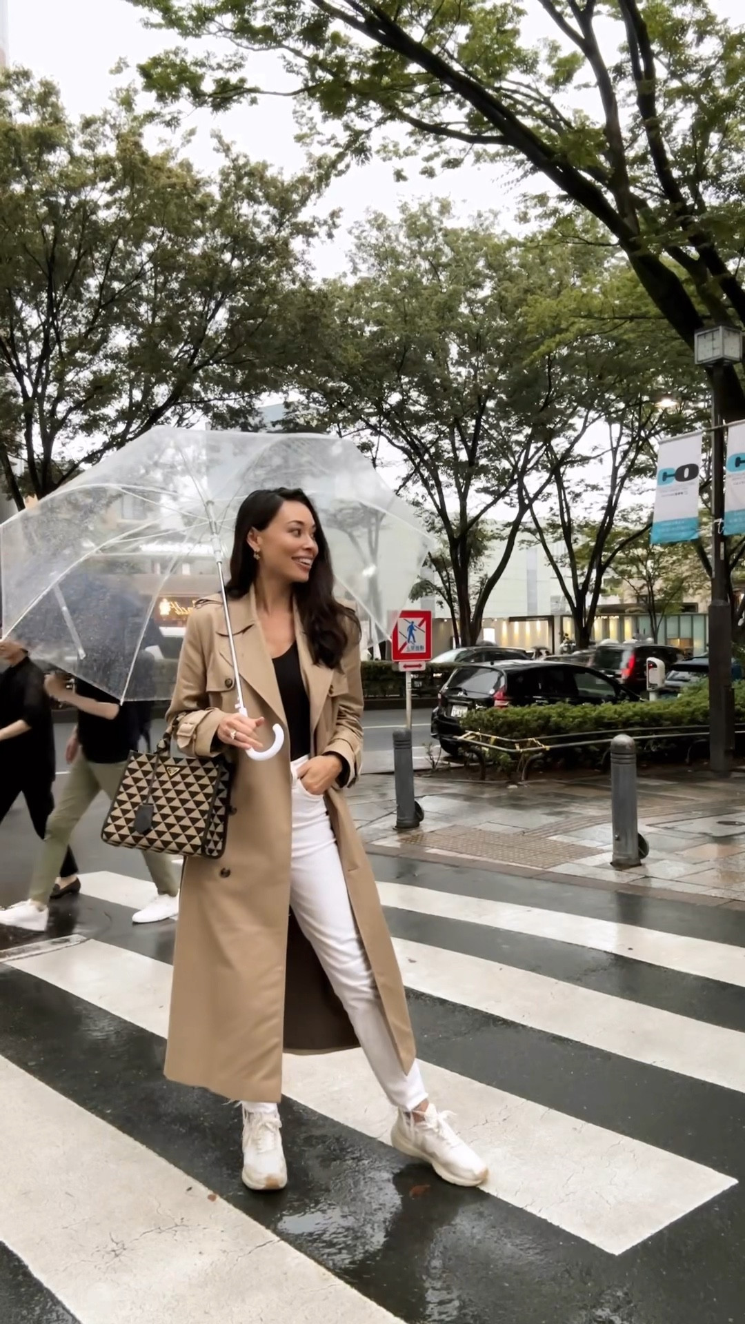 Tokyo shopping outfit for the rain. Rainy day, fall outfit, trench coat, sneakers, denim. 

#LTKShoeCrush #LTKVideo #LTKSeasonal