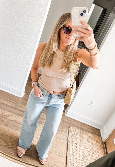 casual relaxed outfit to run errands - jeans are trouser style and very comfy! true to size and no stretch  

#LTKsalealert #LTKfindsunder100 #LTKstyletip