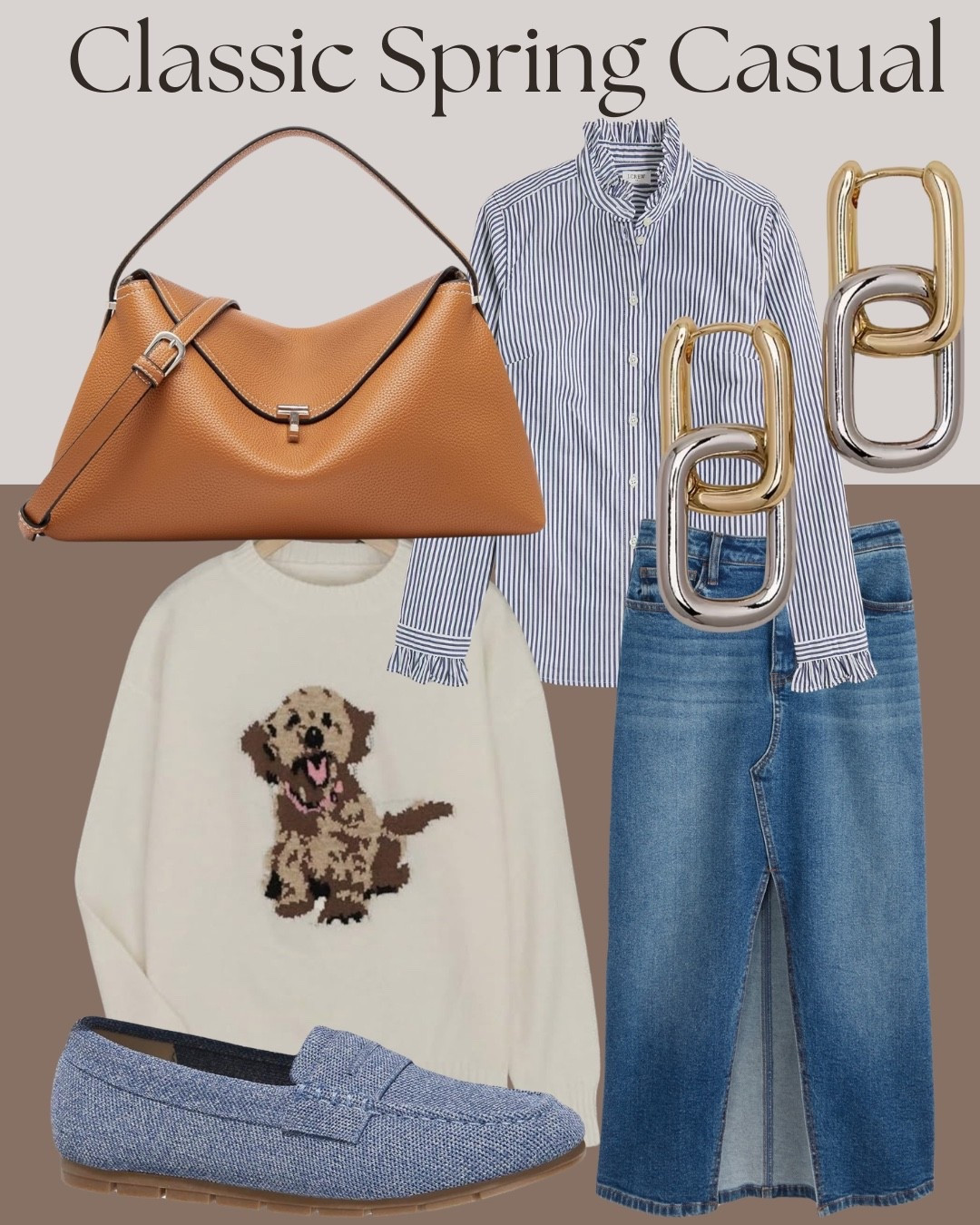 Classic spring casual outfit with striped button down shirt, denim midi skirt and woven loafers.
This is that timeless everyday combo that always works, and the structured handbag plus bold earrings keep it from feeling basic.

#LTKStyle
#LTKSpring
#LTKDenim
#LTKAccessories
#LTKShoes

#ClassicStyle
#SpringCasual
#DenimSkirt
#EverydayWear
#EffortlessStyle
