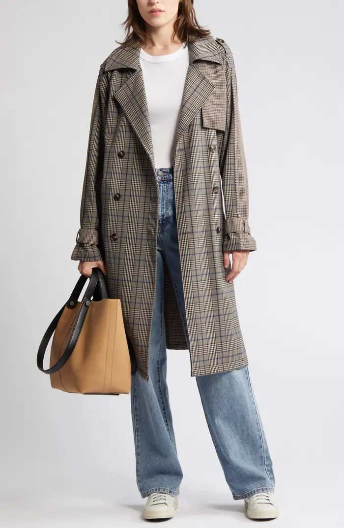 Shinely Plaid & Houndstooth Trench Coat | Nordstrom