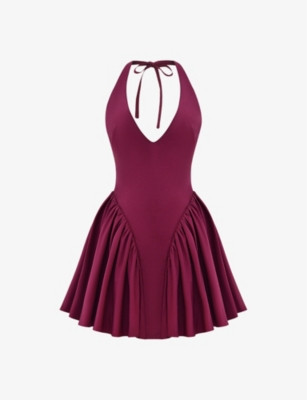 Valentia plunge-neck stretch-cotton mini dress | Selfridges