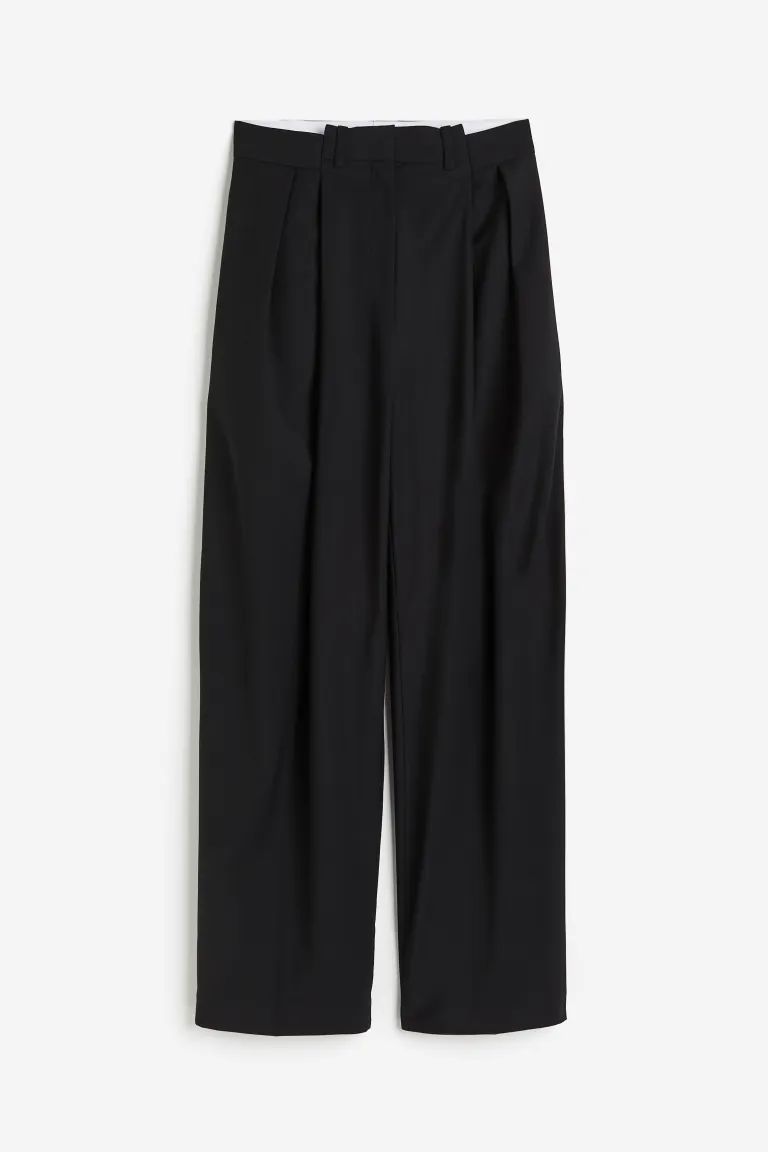 Wool-blend tailored trousers - Midnight black - Ladies | H&M GB | H&M (UK, MY, IN, SG, PH, TW, HK)