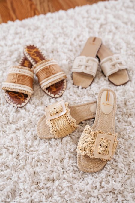 Neutral sandals. Straw sandals. Slide sandals. Sam Edelman sandals. Spring sandals. Summer sandals  

#LTKSeasonal #LTKshoecrush #LTKstyletip
