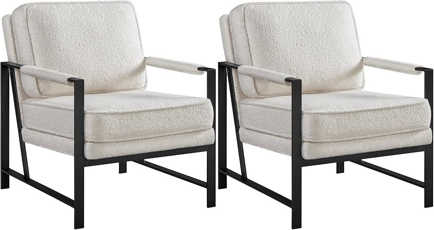 Yaheetech Teddy Boucle Fabric Armchair, Retro Leisure Accent Chair with Extra Soft Padded and Cus... | Amazon (US)