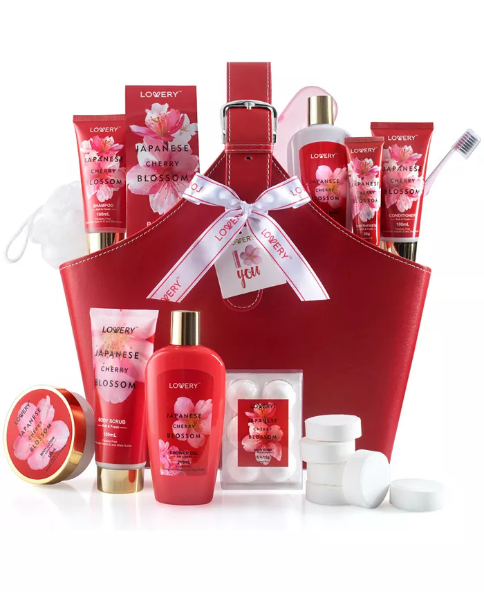 Body Care Gift Set, Japanese Cherry Blossom Home Spa Tote Bag Gift Set, 25 Piece | Macy's