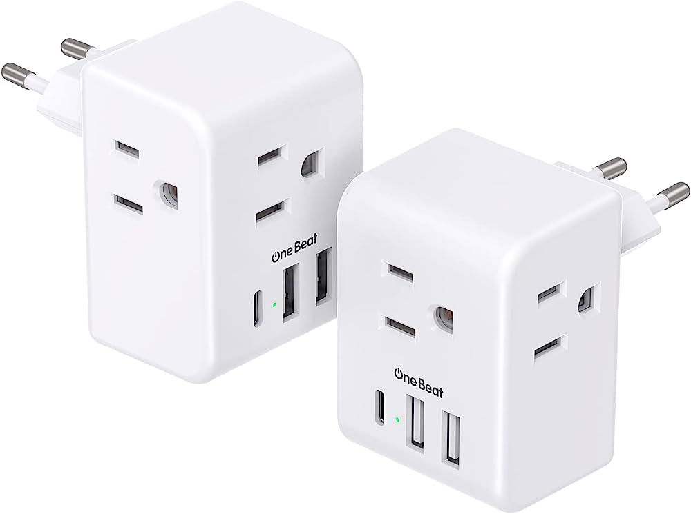 2 Pack European Travel Plug Adapter, International Power Plug Adapter with 3 Outlets 3 USB Chargi... | Amazon (US)