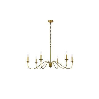Timeless Home Roman 42 in. W x 22 in. H 6-Light Brass Pendant | The Home Depot