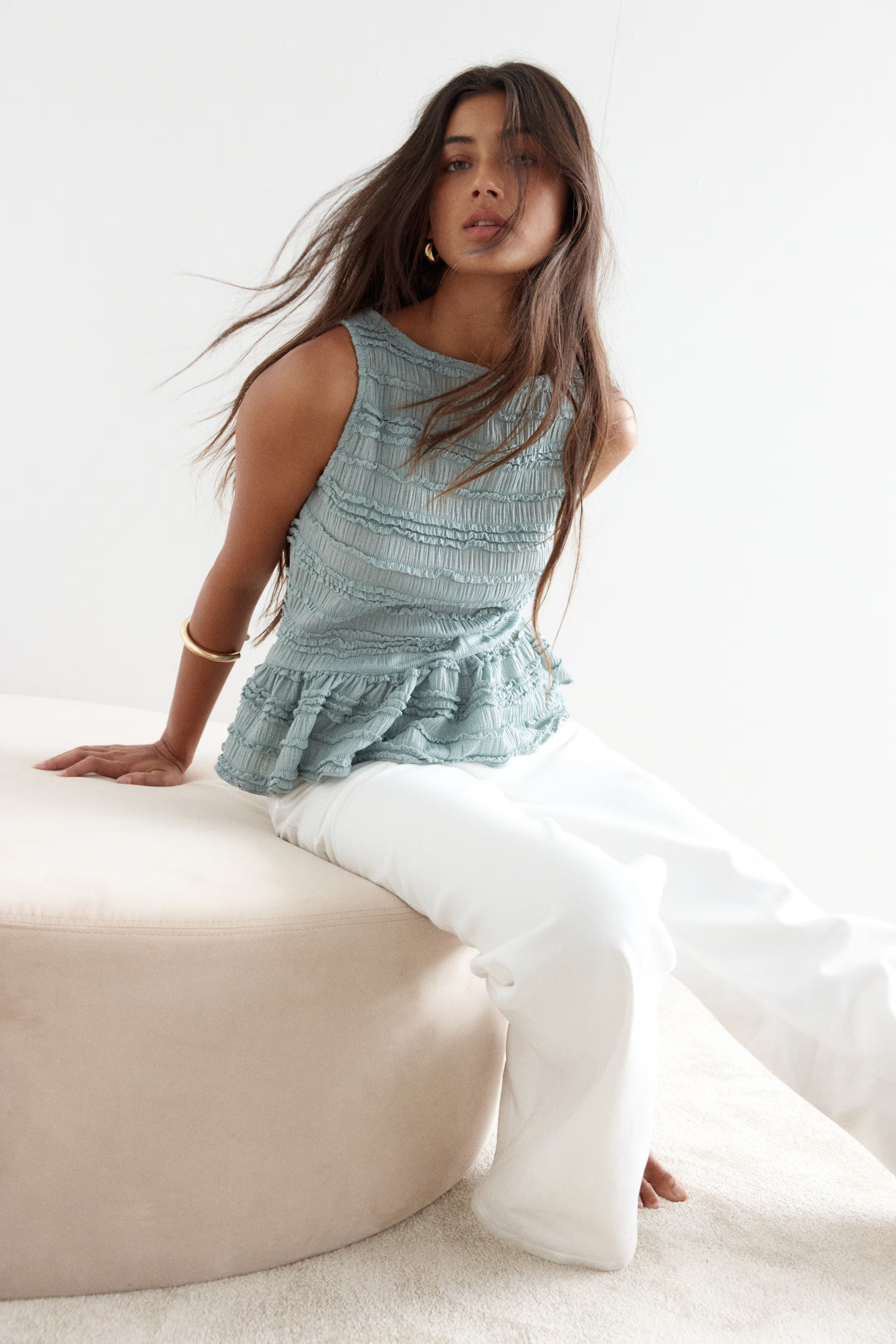 Ruffle-Trimmed Peplum Top | H&M (US + CA)