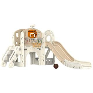 7-in-1 HDPE Indoor and Outdoor Playset with Slide and Basketball Hoop | The Home Depot