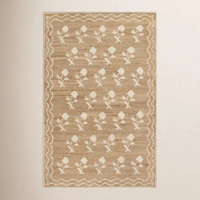 Erin Gates by Momeni Orchard Leaning Flower Jute and Wool Hand Woven Ivory Area Rug | Wayfair North America