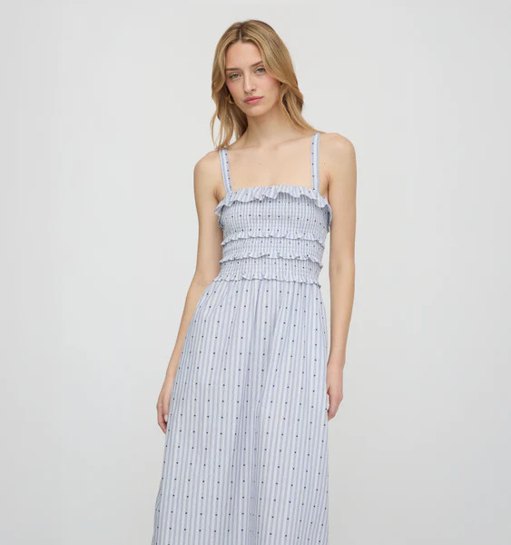 The Analise Nap Dress - Blue Swiss Dot | Hill House Home US