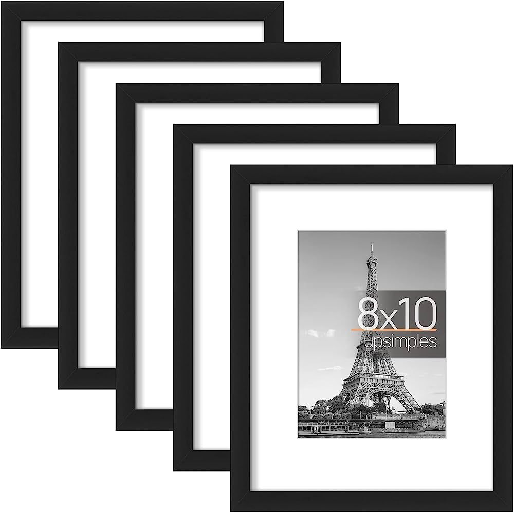 upsimples 8x10 Picture Frame Set of 5,Display Pictures 5x7 with Mat or 8x10 Without Mat,Wall Gall... | Amazon (US)