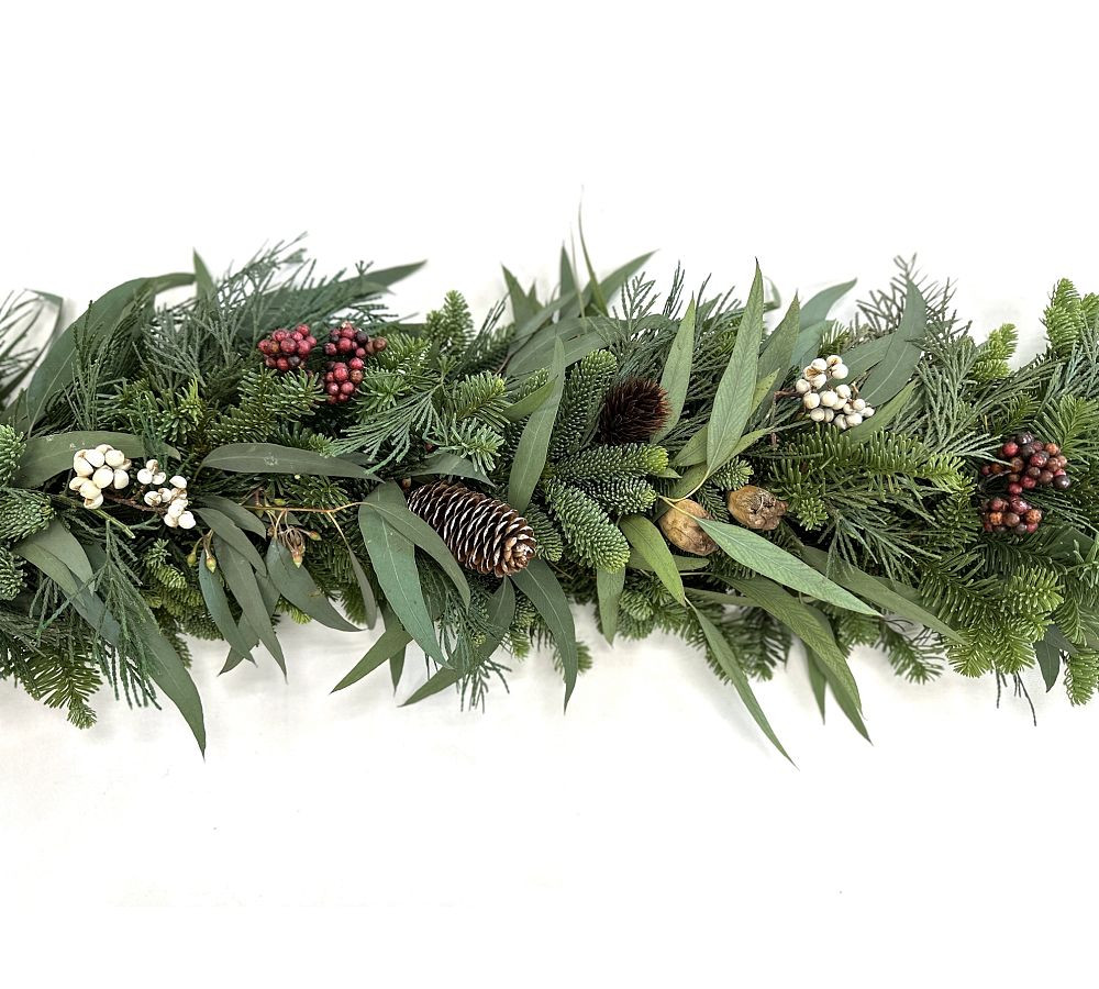 Fresh Christmas Bow Wreath & Garland | Pottery Barn (US)