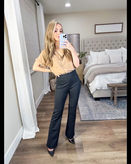 Amazon fashion 
Office outfit 
Blouse size small
Pinstripe work pants size small long 
Business casual workwear 
Amazon office outfit 

#LTKfindsunder50 #LTKstyletip #LTKworkwear