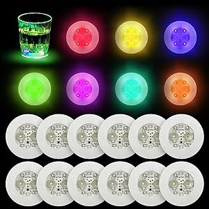 LOGUIDE LED Coaster,12 Pack Light Up Coasters,7Colors RGB LED Bottle Lights,Bottle Glorifier, LED... | Amazon (US)