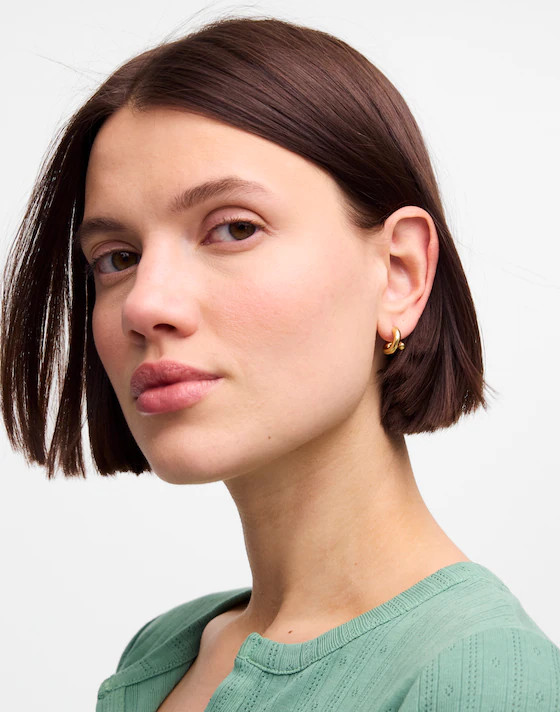 Demi-Fine Twisted Huggie Hoop Earrings | Madewell | Madewell