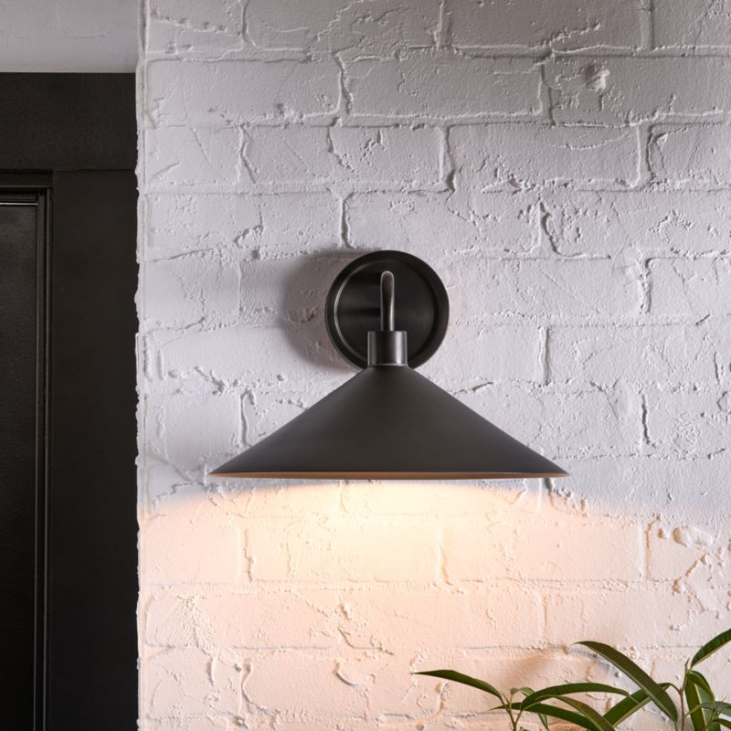 Andre Large Gunmetal Black Indoor/Outdoor Wall Sconce Light + Reviews | Crate & Barrel | Crate & Barrel