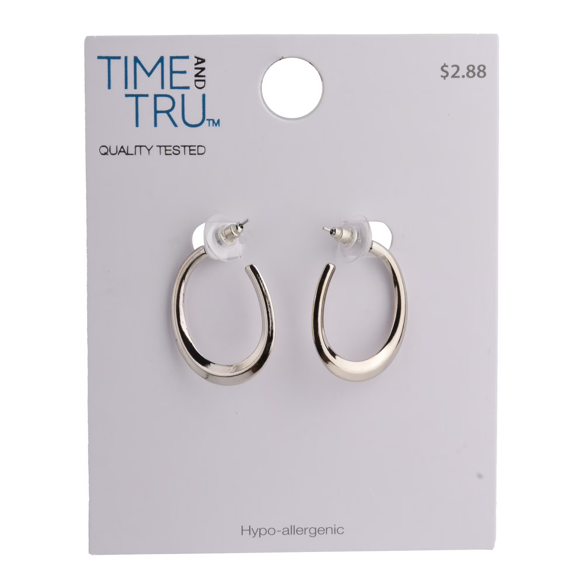 Time and Tru Women's Thick Silver Post Hoop Earring | Walmart (US)
