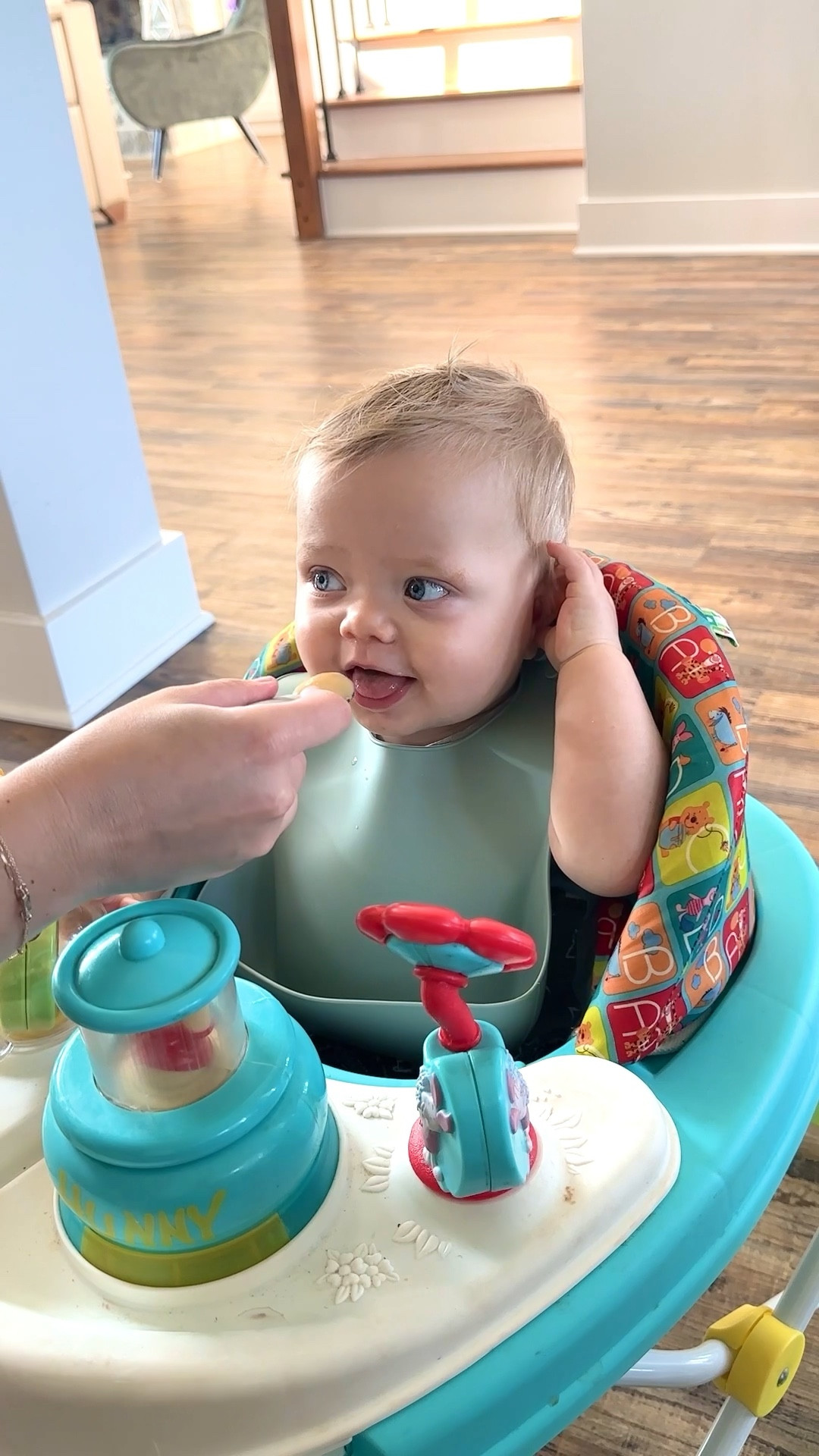 Baby products I am currently loving at this 9 month stage is this bib and spoon set + a baby walker! 

#LTK9MonthsBaby #LTKMoms 

#LTKBaby #LTKFindsUnder100 #LTKFamily