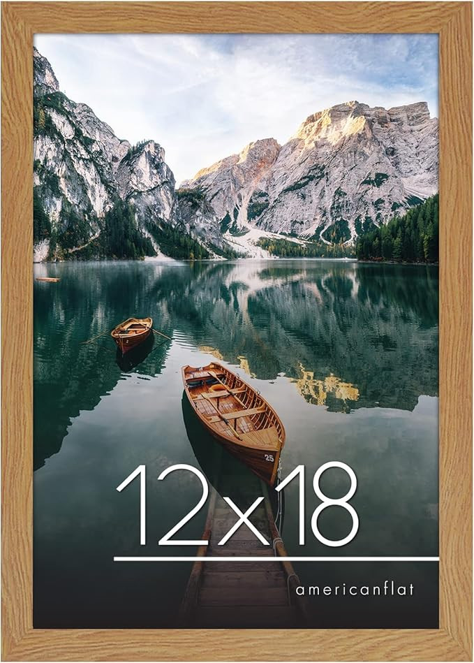 Americanflat 12x18 Oak Picture Frame - Composite Wood with Shatter Resistant Glass - Horizontal a... | Amazon (US)