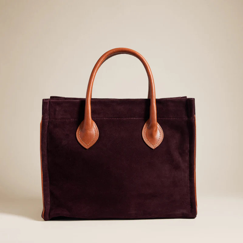 Parker - Suede Oxblood Burgundy with Cognac Leather Saddle Handle and | Parker Thatch