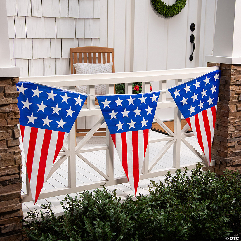24 Ft. Large Patriotic Red, White, & Blue Plastic Pennant Banner | Oriental Trading Company