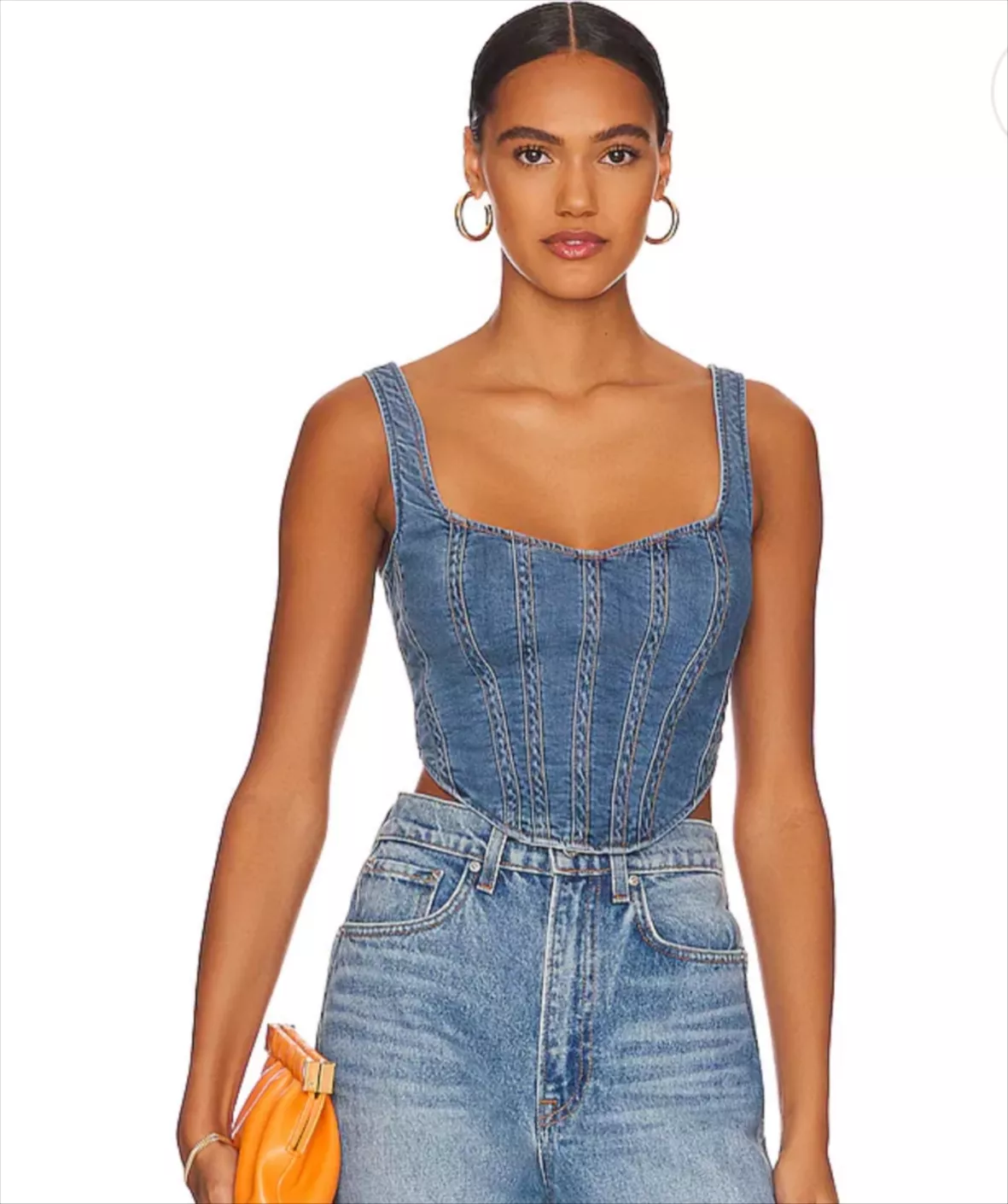 Denim Corset Bustier In Vintage