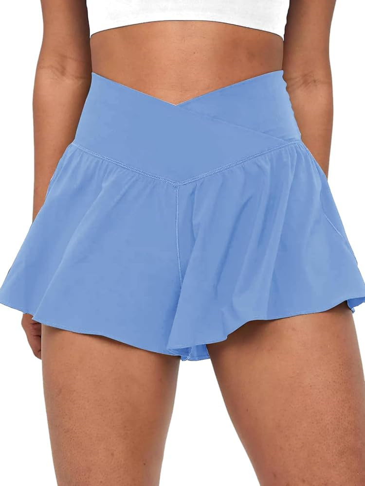 Crossover Flowy Shorts for Women 2 in 1 Athletic Butterfly Running Shorts Tennis Gym Workout Skor... | Amazon (US)