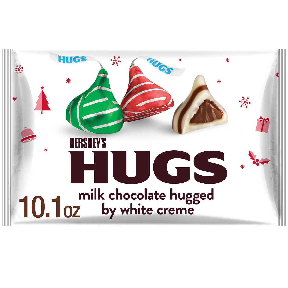 HERSHEY'S Hugs Christmas Milk Chocolate White Crème Candy - 10.1oz | Target