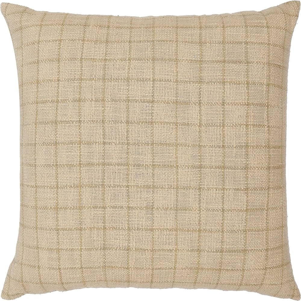 Woven Virtues Beige and Brown Soft Cotton Check Decorative Throw Pillow Cover 20x20 Inch- Set of ... | Amazon (US)