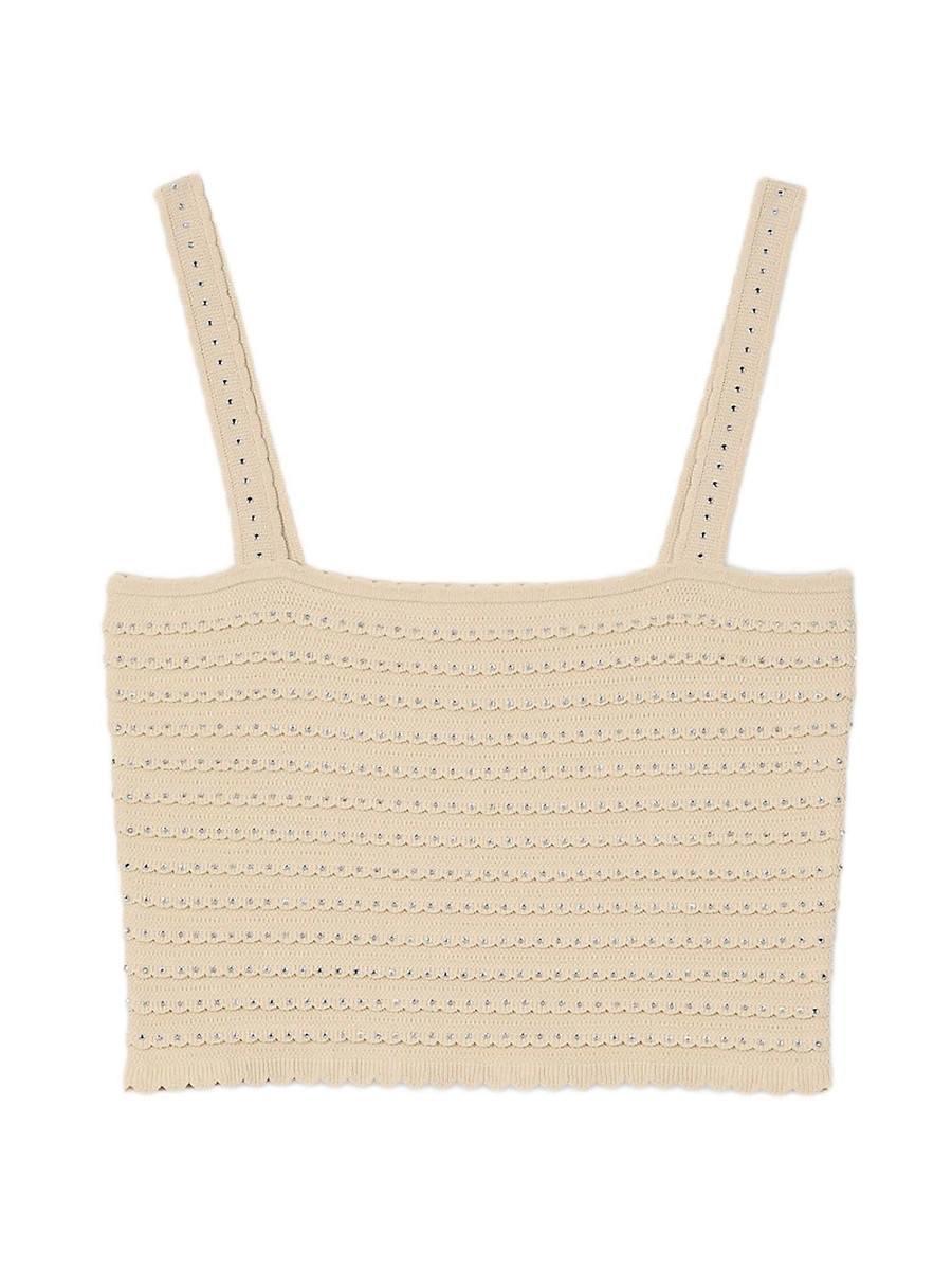 Women's Rhinestone Knit Crop Top - Beige - Size XS | Saks Fifth Avenue