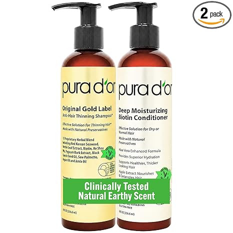 PURA D'OR Anti-Thinning Biotin Shampoo and Conditioner Natural Earthy Scent, CLINICALLY TESTED Ef... | Amazon (US)