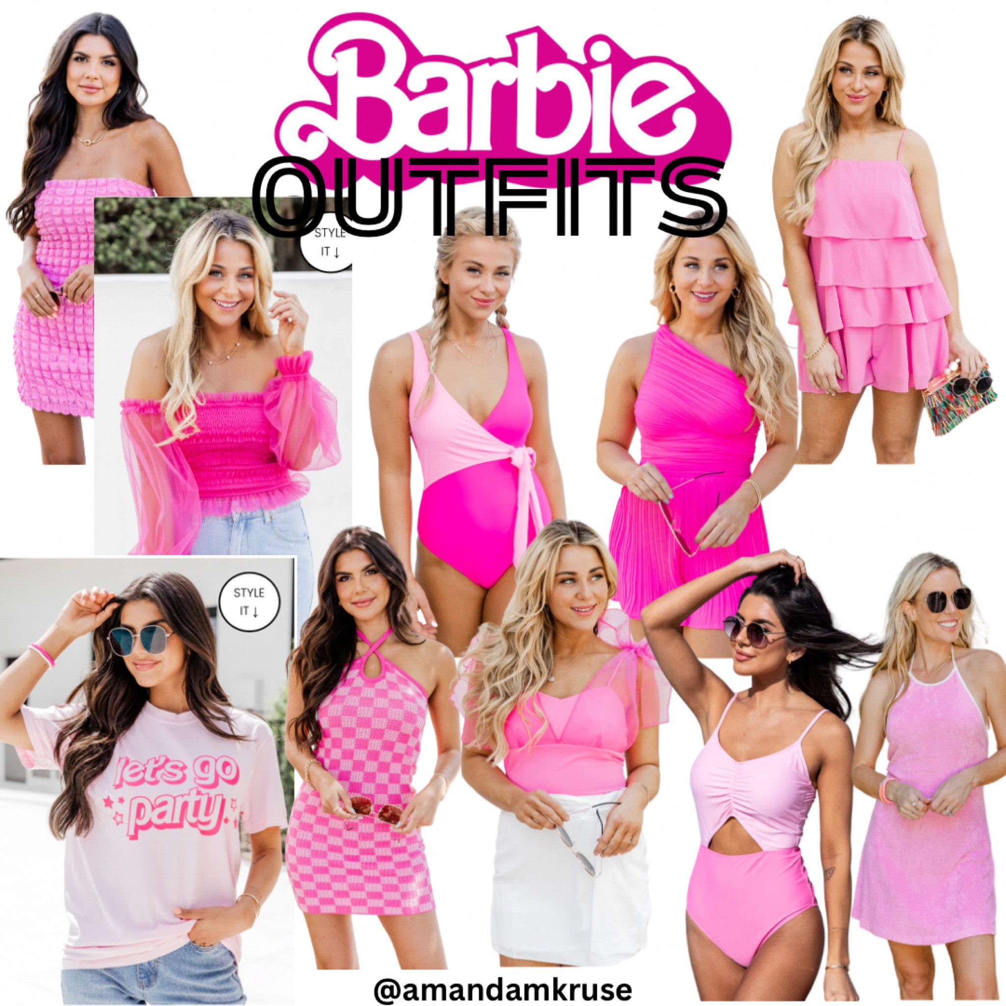 Barbie outfits. Barbie movie. Summer dress. Pink dress. Tulle top. Pink swimsuit. Colorblock swimsuit. Cutout swimsuit. Pink romper. Graphic tee. 

#LTKunder50 #LTKunder100 #LTKFind